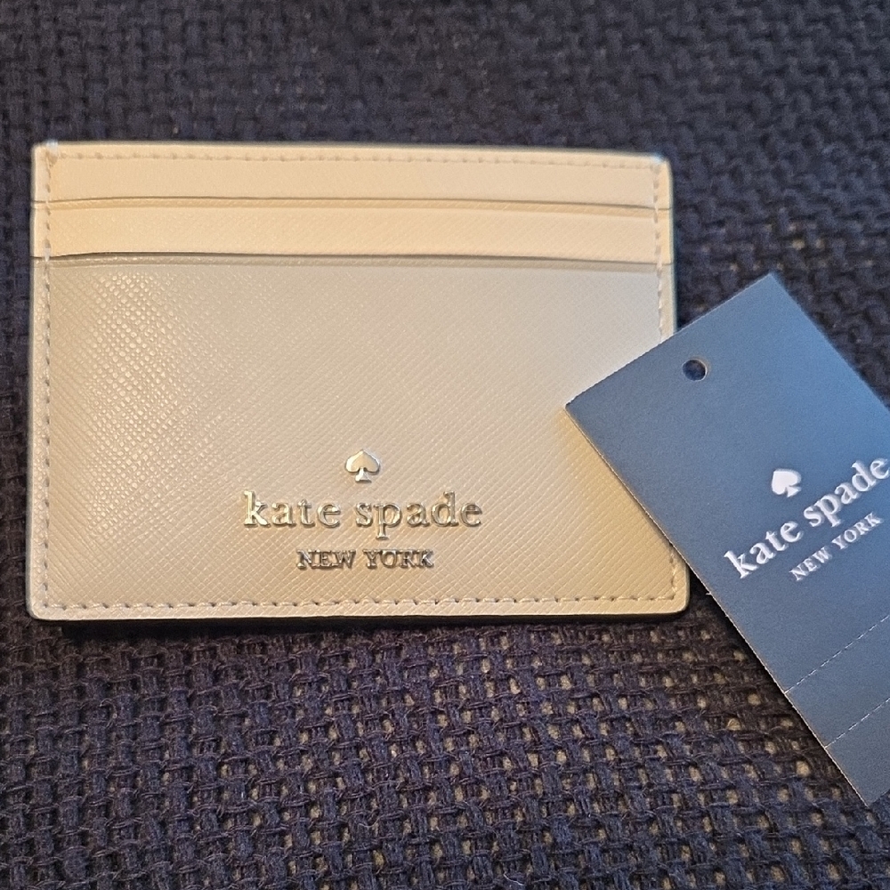 Kate Spade NWT grey & Cream Slim Card Holder